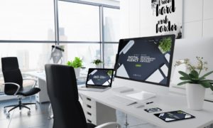 black and white office design