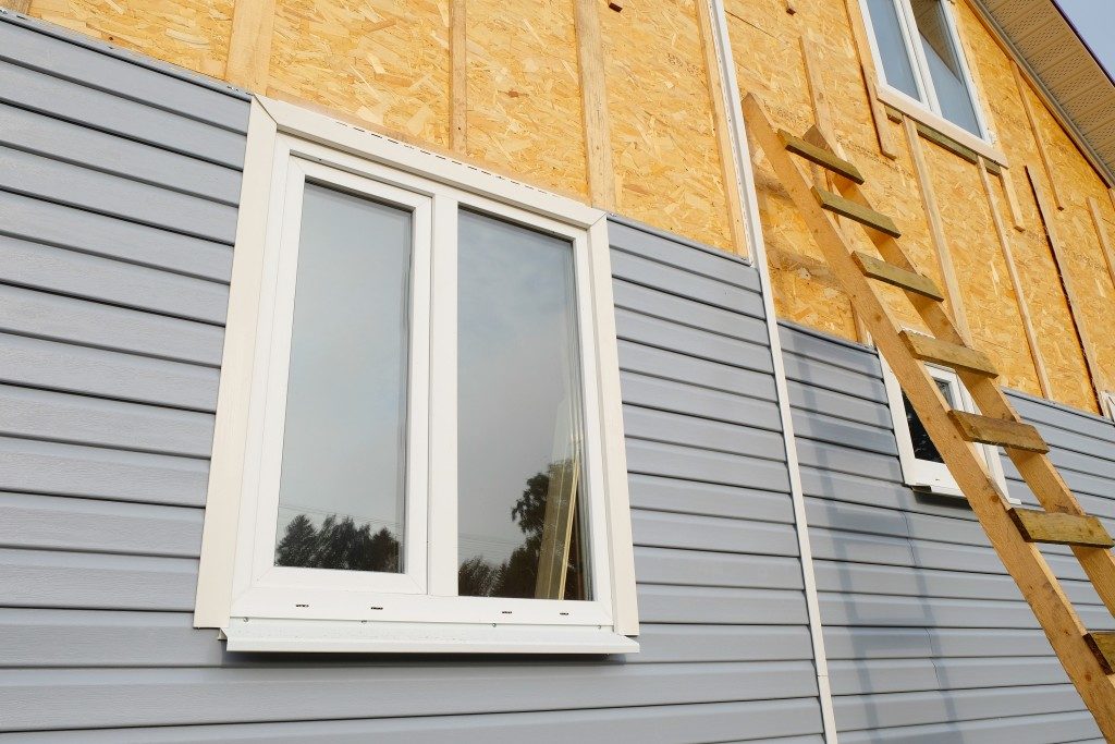 Siding of house being built