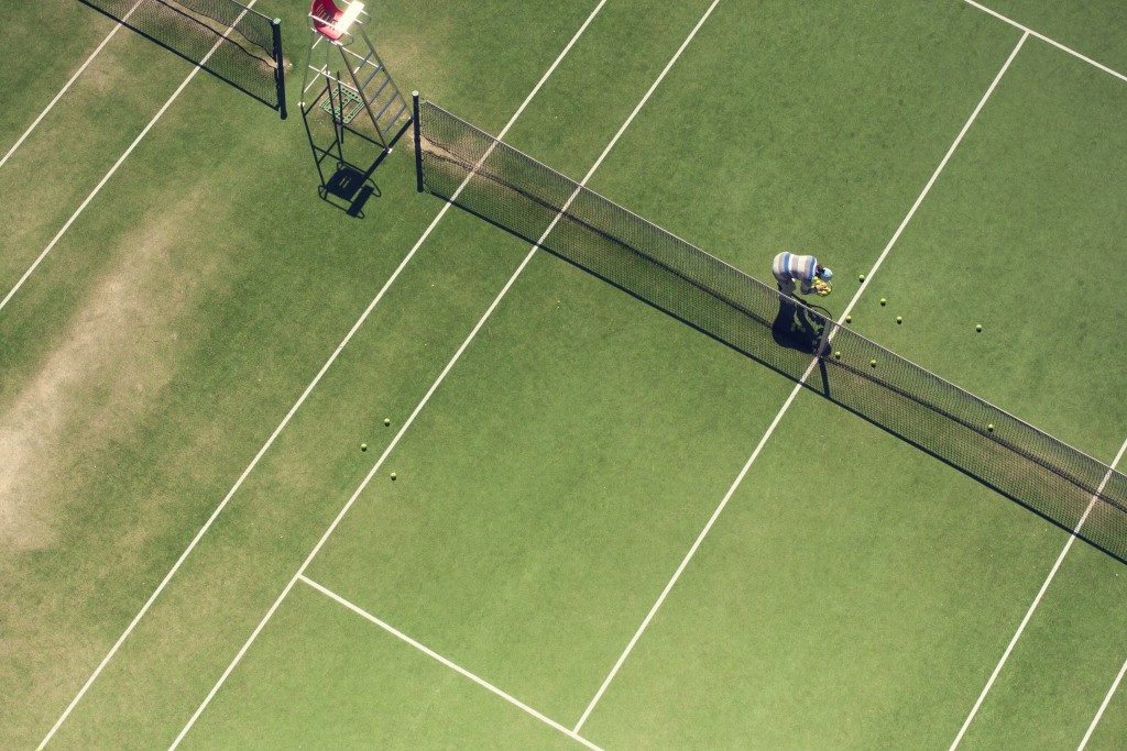 aerial view of a tennis court