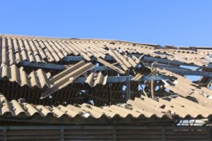 severely damaged roof due to typhoon