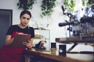 working at a coffee shop