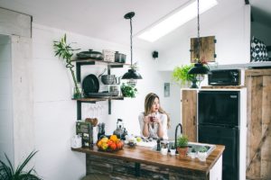 Woman on a beautiful kitchen