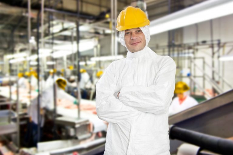 factory worker in meat processing