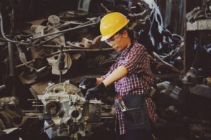 woman working with a machine