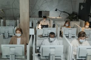 employees wearing facemask