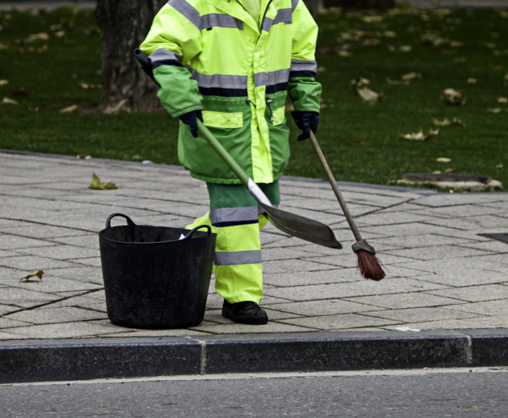 A professional sweeper on duty
