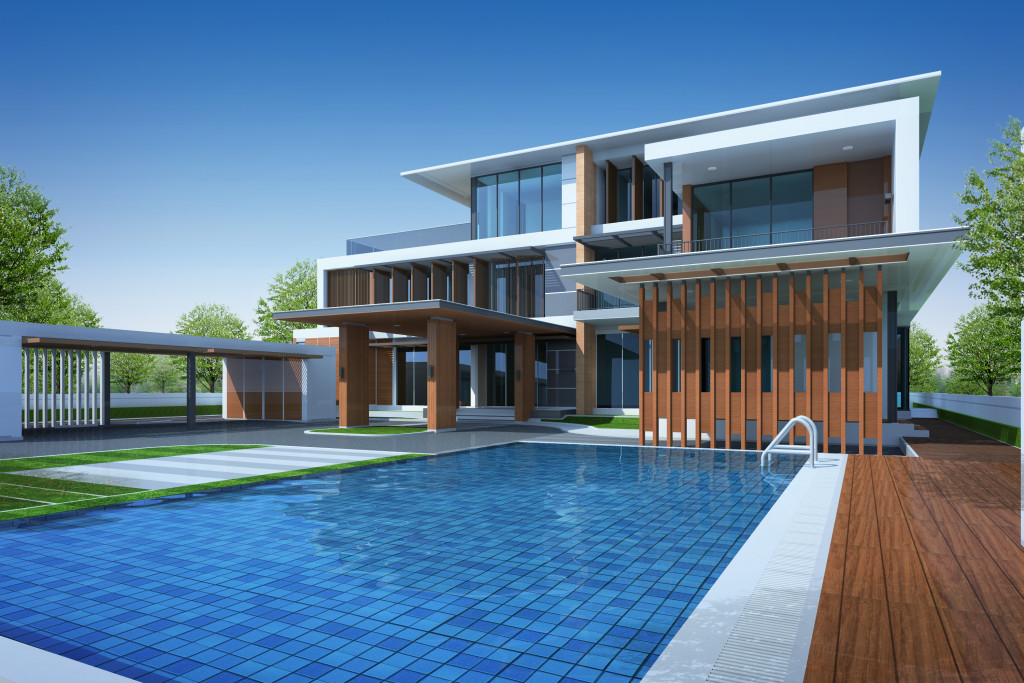 modern luxurious home with swimming pool