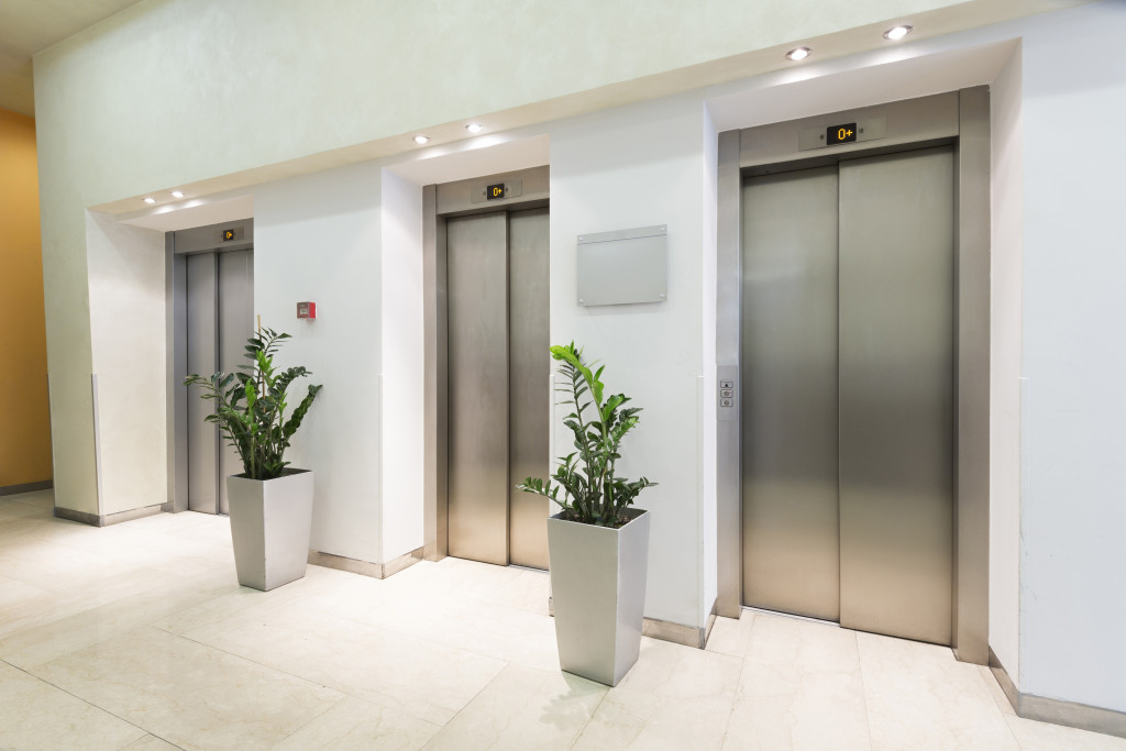 An image of elevators in a hotel